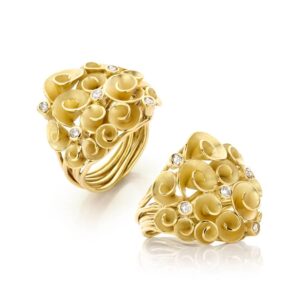 Gepersonaliseerde Bouquetring met of zonder diamanten of kleuredelstenen naar keuze (op aanvraag)