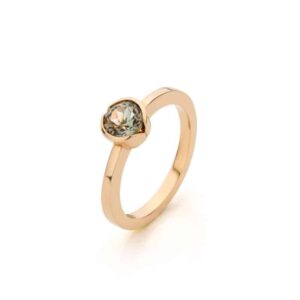 Handgemaakte 18 karaat rosé gouden ring met groene toermalijn - Midsummer Night`s Dream
