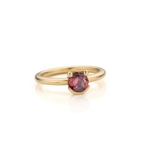 14 Karaat gouden ring met oranjeroze natuurlijke zirkoon in smiley zetting