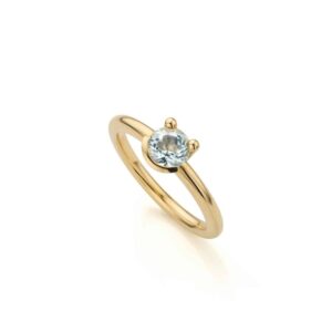 14 Karaat gouden ring met lichtblauwe toermalijn in smiley zetting