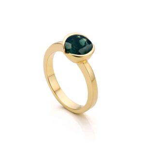 Handgemaakte 18 karaat gouden ring in met groene toermalijn - Midsummer Night`s Dream