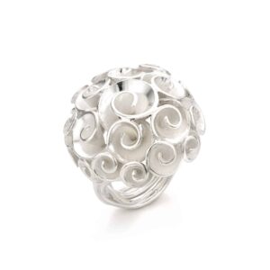Handgemaakte zilveren cocktailring Bouquet de Roses