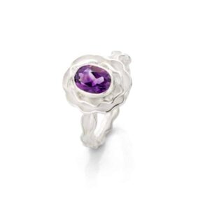 13 - Ring zilver Panta Rhei met amethist LAATSE STUKS!! maat 16,5 en 17,5